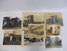A small quantity of early photographs of commercial vehicles, two with advertising to the sides.