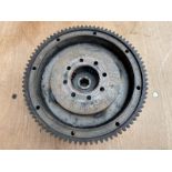 A flywheel, clutch and starter ring gear from an MG NA (previously fitted on the MG Bellevue).