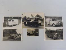 A small group of photographs of commercial vehicles, a Chevrolet coach etc.