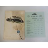 A VW Beetle sales brochure and price list for 1956.