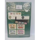 A rare Post Office design display board for motor car related stamps titled 'British Motor Cars'.