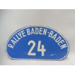 A Rallye Baden-Baden rally plaque, 12 1/2 x 7".