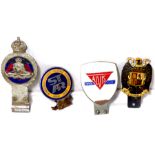 A Sunbeam Talbot Alpine Register enamel badge, a Spanish badge and two others.