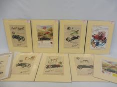 Nine original MG 'Safety Fast' pictorial advertisements.