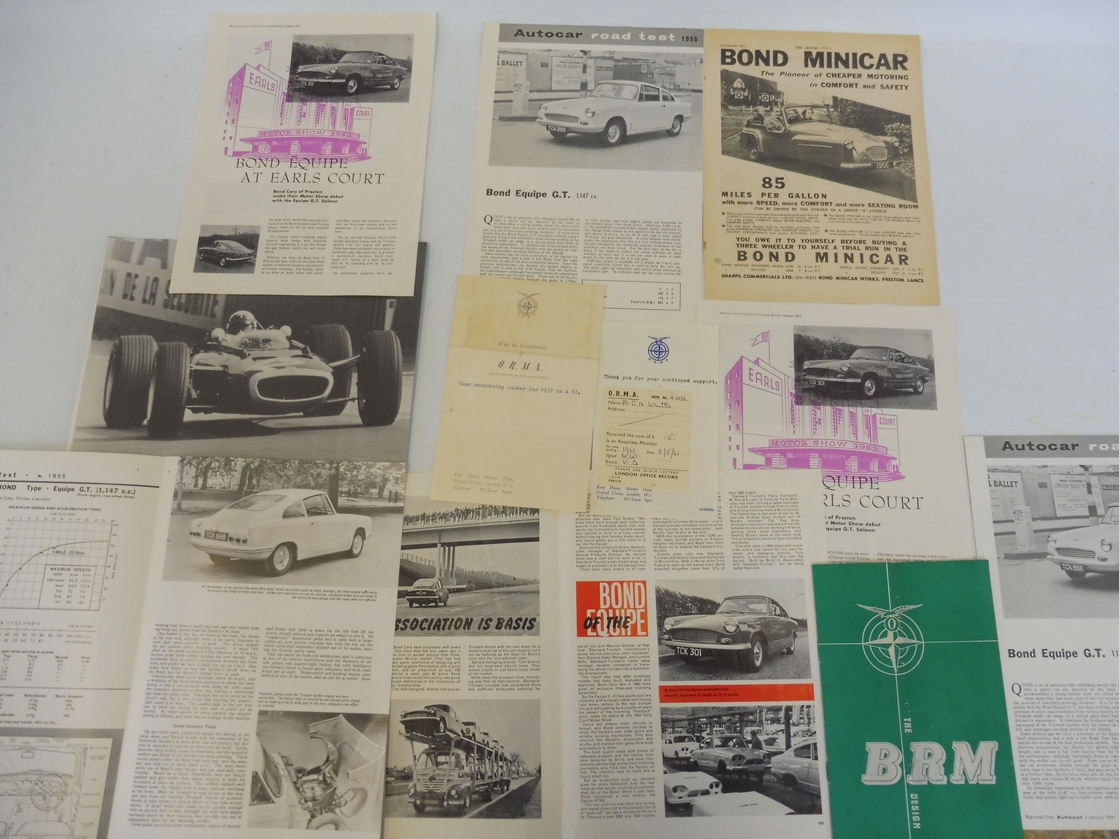 A small group of literature relating to BRM and the O.R.M.A. (Owen Racing Motor Association) plus