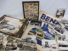 A box of motoring photographs and posters etc.