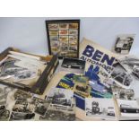 A box of motoring photographs and posters etc.