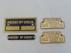 A pair of cream enamel supply plates for Colmore Depot Ltd. Birmingham, Morris and MG agents amongst