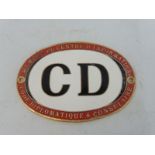 A Continental oval enamel badge 'CD', diplomatic consultant.