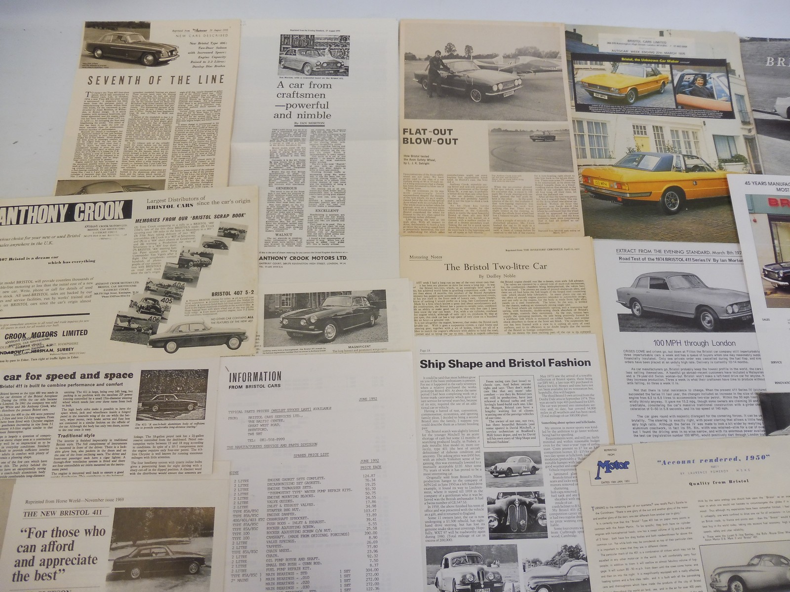 A Bristol 405 Drophead Coupe leaflet plus an assortment of other Bristol paperwork. - Image 3 of 4