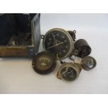 A 0-90mph black faced speedometer plus a Ford ammeter etc.