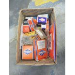 A small box of mostly boxed new old stock parts including Briggs & Stratton.