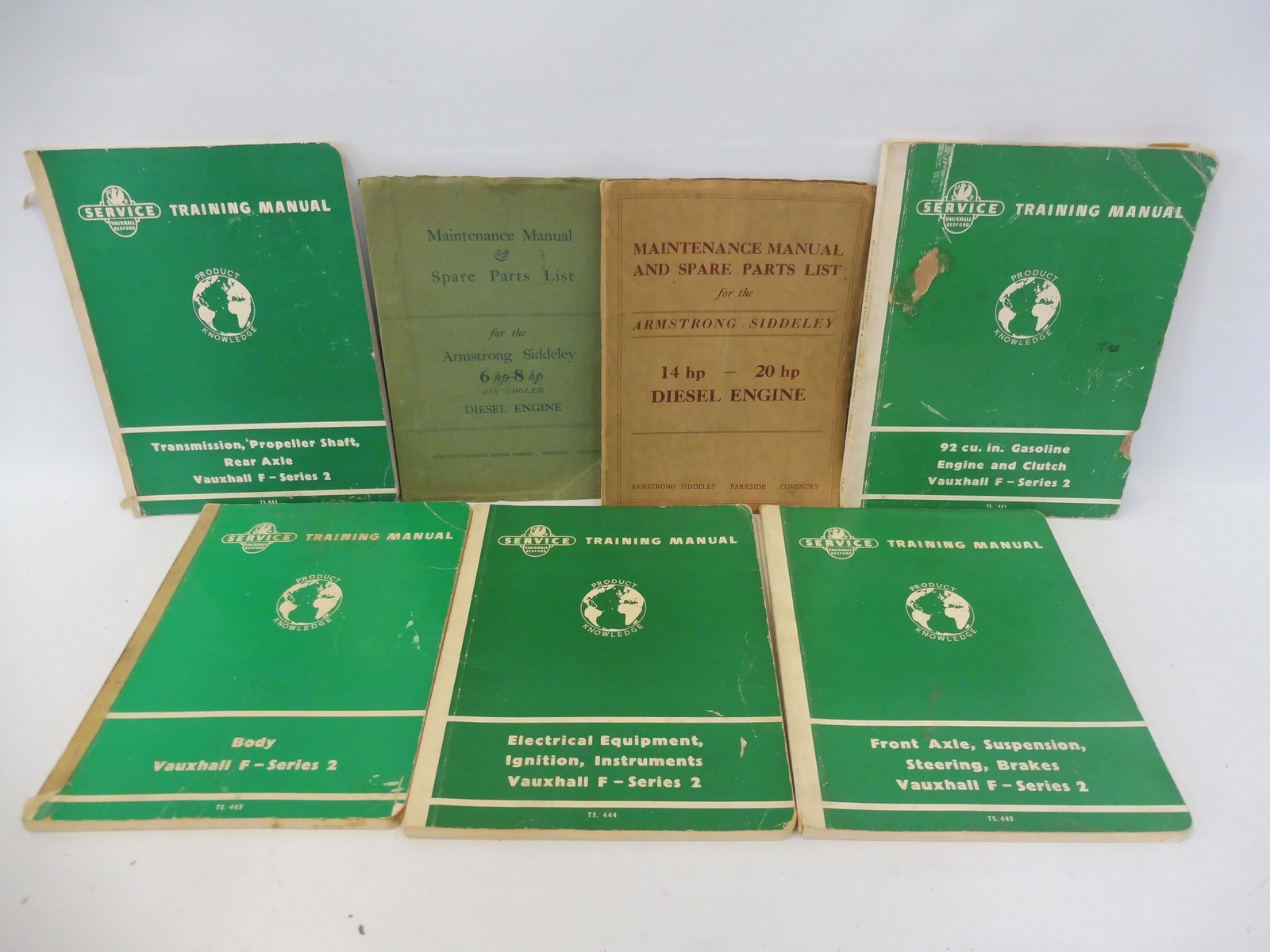 An Armstrong Siddeley 14hp-20hp Diesel Engine maintenance manual and spare parts list, another for