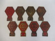 A collection of eight AA Commercial badges, by repute three badges were from Bertram Mills Circus