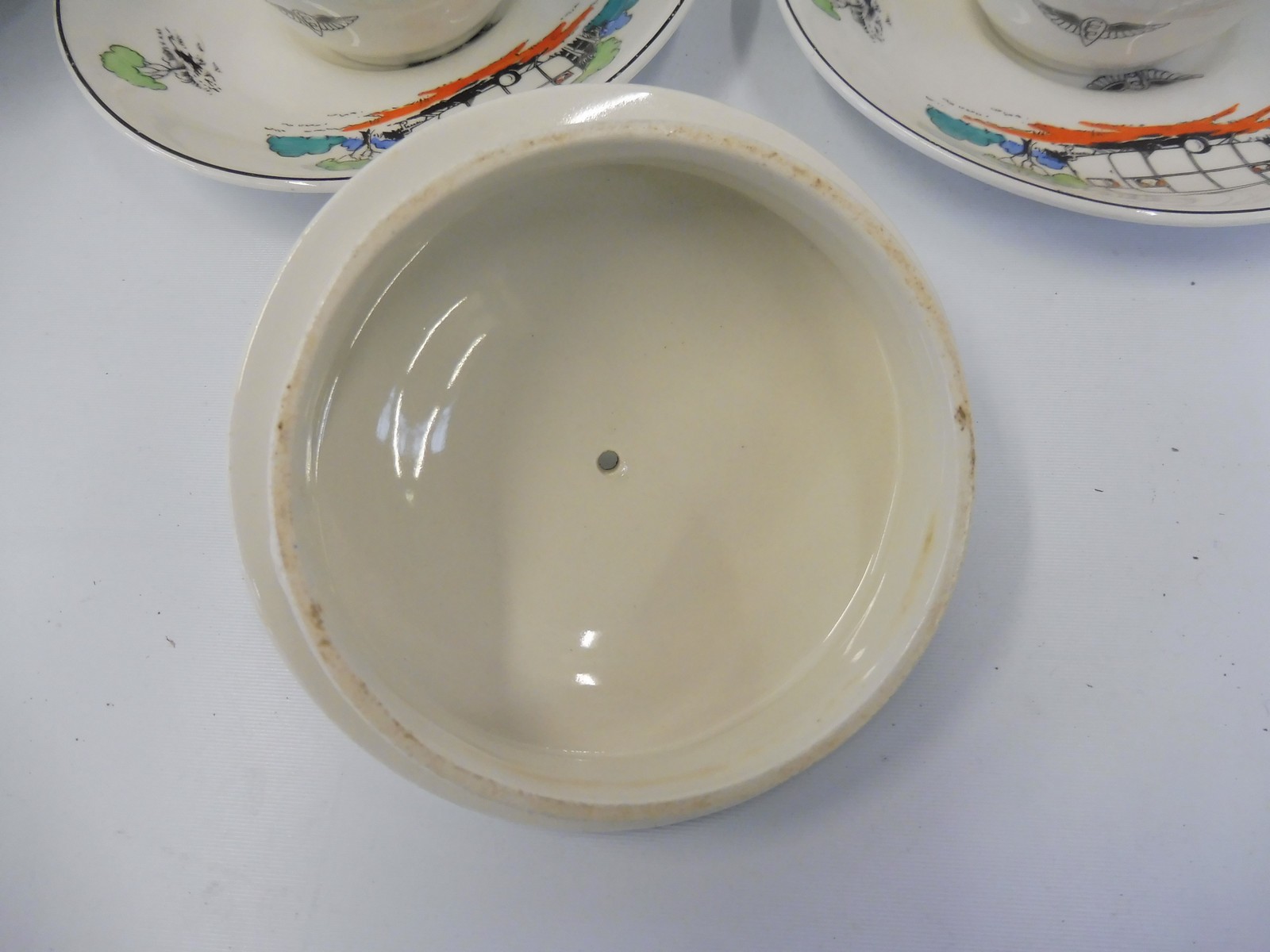 A rare collection of Maddock Caravan Club ceramics comprising a teapot and milk jug, two trios and - Image 4 of 7