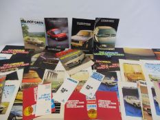 A quantity of brochures and leaflets relating to various manufacturers including Chrysler, Talbot