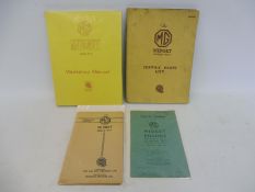 An MG Midget Series TD and TF Workshop Manual, a Service Parts List for a TD, an operation manual