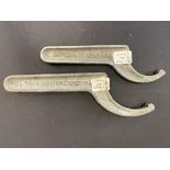 Two Rolls-Royce spanners, by repute to suit a Silver Ghost, one stamped 'EXH Box Union E39', the