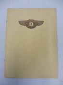 A 1974 reprint of the 1929 Bentley 4 1/2 litre catalogue no. 30 sales brochure.