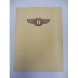 A 1974 reprint of the 1929 Bentley 4 1/2 litre catalogue no. 30 sales brochure.