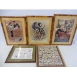A framed and glazed Players set of 50 cigarette cards Motor Cars, plus three framed and glazed