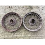 Two Alvis 'jellymould' wire wheels.