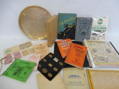 A box of mixed ephemera including a folio of French scooter/moped advertisements etc.