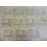 Ten early V5 documents for collecting purposes only relating to various car manufacturers