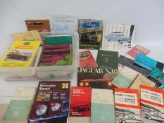 A box of assorted manuals, brochures and mixed motoring ephemera including Ford Zephyr and Zodiac