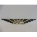 An Albion aluminium radiator plaque, 30 1/2" long.