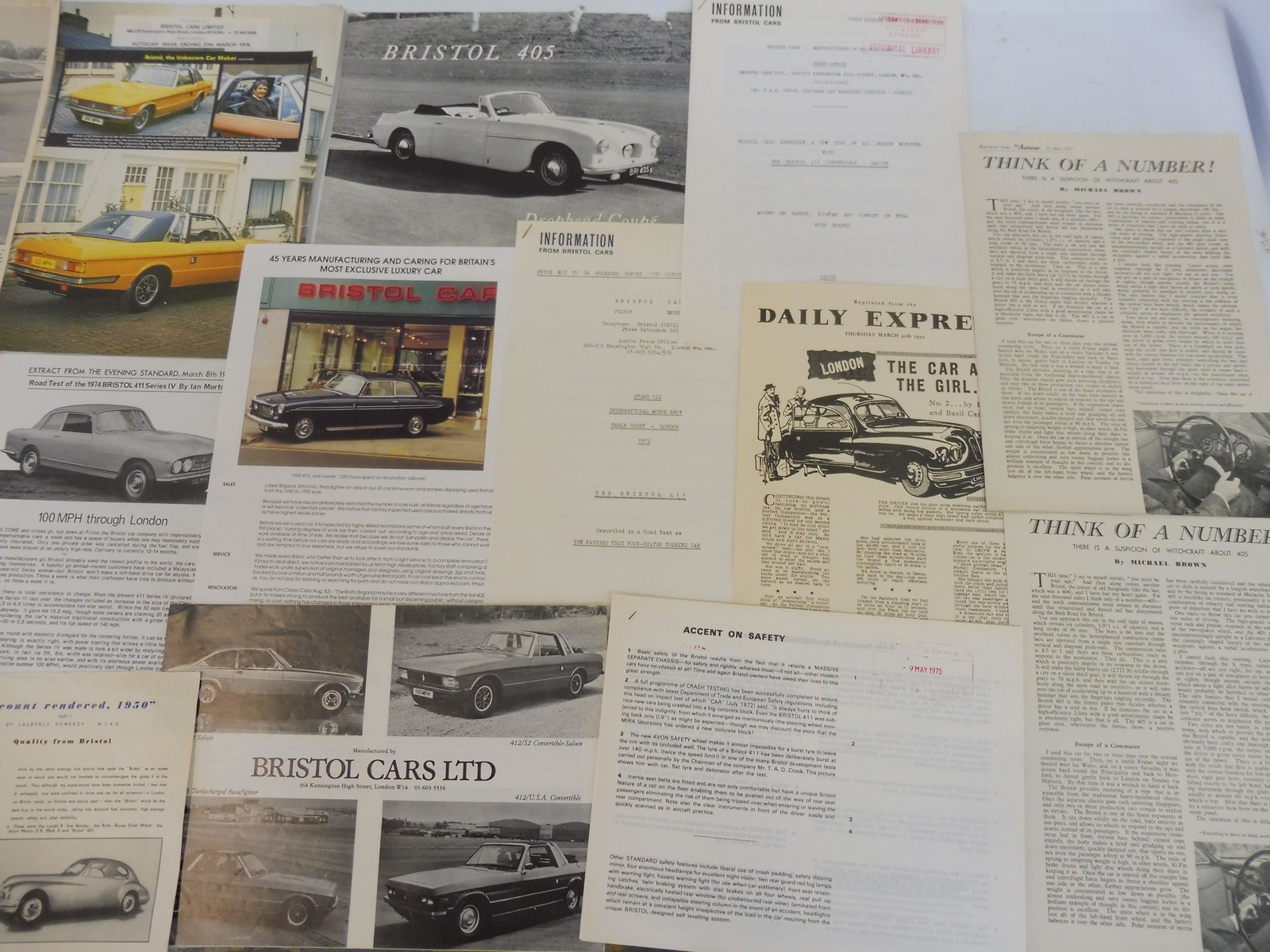 A Bristol 405 Drophead Coupe leaflet plus an assortment of other Bristol paperwork. - Image 4 of 4