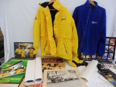 A Jordan official race jacket, various ephemera including a signed photograph of Eddie Jordan, Damon