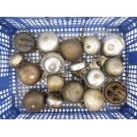 A tray of assorted bicycle bells including Mead & Tomkinson.