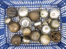A tray of assorted bicycle bells including Mead & Tomkinson.