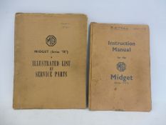 An MG Midget (Series TC) Instruction Manual, May 1946 plus an MG Midget (Series TC) Illustrated List