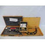 A cased Moore & Wright of Sheffield 11-12" micrometer, plus a cased bore viewer and a tappet