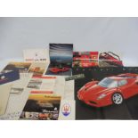 A small selection of Maserati brochures including one featuring the Mexico, plus others, Ferrari