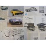 A selection of approximately 14 A.C. car brochures and leaflets featuring models including the