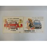 Two French Morris Mini Minor sales brochures.