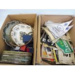 Two boxes of assorted Veteran car rally pennants including many from London to Brighton runs,