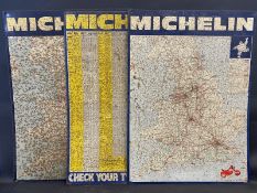 Three Michelin tin map signs, each 25 x 34".