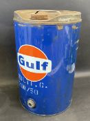 A Gulf 20W/50 five gallon drum of bright colour and condition.