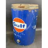 A Gulf 20W/50 five gallon drum of bright colour and condition.