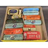 A mixed collection of bicycle repair outfit tins to include John Bull etc.