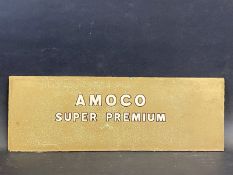 An Amoco Super Premium glass petrol pump brand insert, 20 x 7".