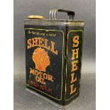 A Shell Motor Oil rectangular half gallon can of bright colour with correct cap.