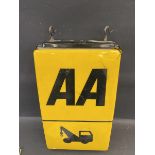 An AA breakdown truck illuminated lightbox, damaged.