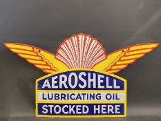 An Aeroshell Lubricating Oil double sided enamel sign with excellent gloss, amateur older retouching