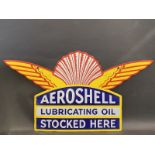 An Aeroshell Lubricating Oil double sided enamel sign with excellent gloss, amateur older retouching