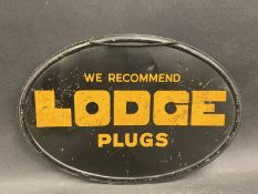 A Lodge Plugs oval tin advertising sign of good colour, 12 3/4 x 8 3/4".
